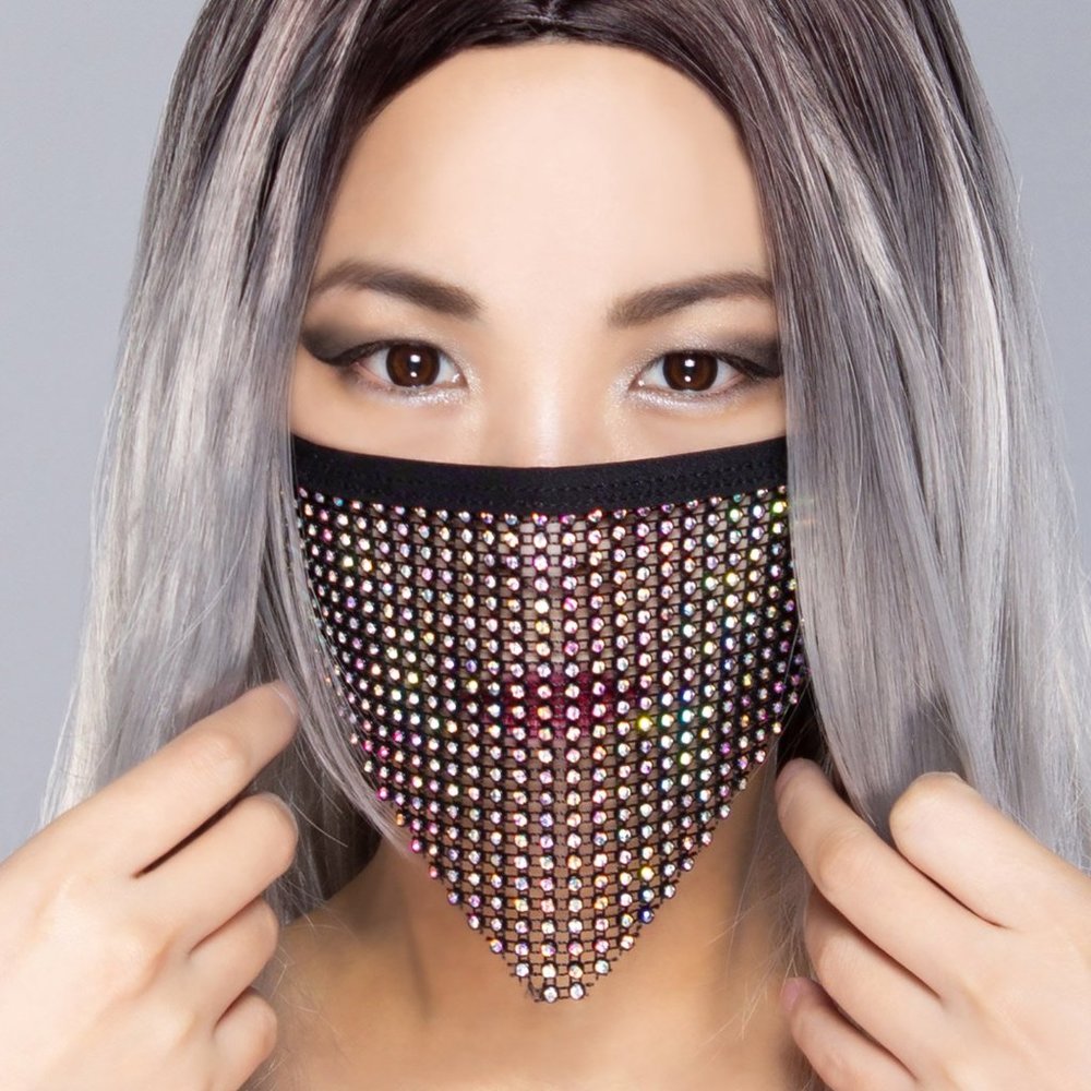 Black Madonna AB Stone Crystal Face Mask